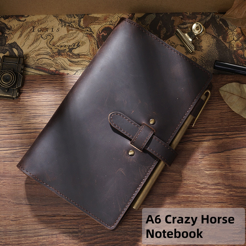 Multi-functional Leather Binder Notebook – Travel Journal with Zipper and Vintage Design A6