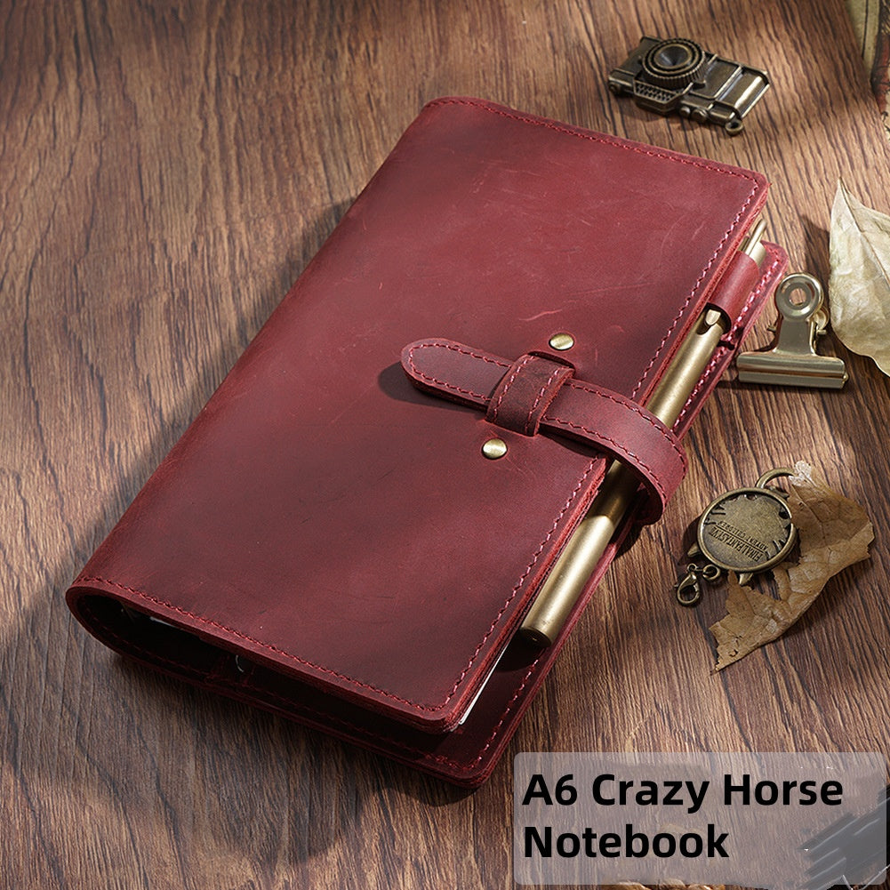 Multi-functional Leather Binder Notebook – Travel Journal with Zipper and Vintage Design A6