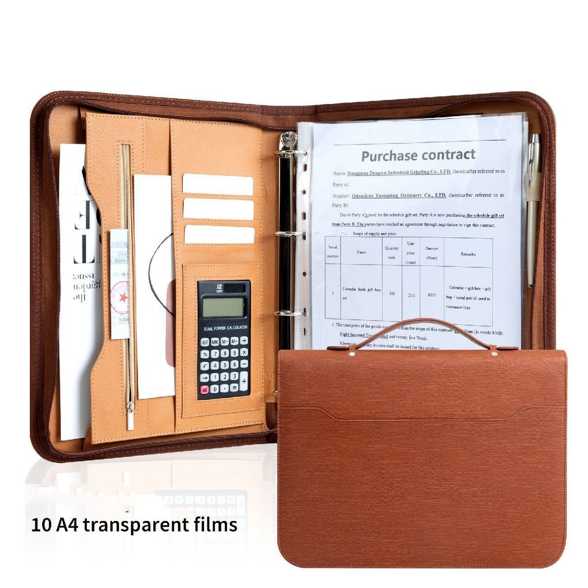 A4 Leather Folder – Zippered Business Portfolio with Handle