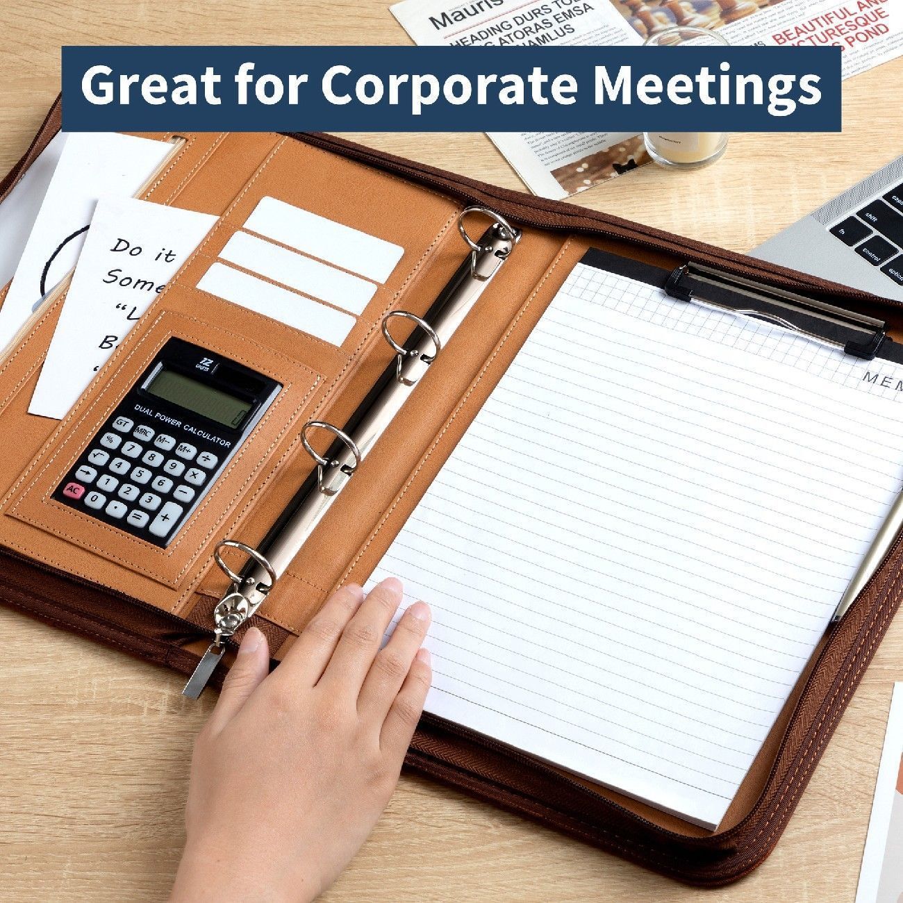 A4 Leather Folder – Zippered Business Portfolio with Handle