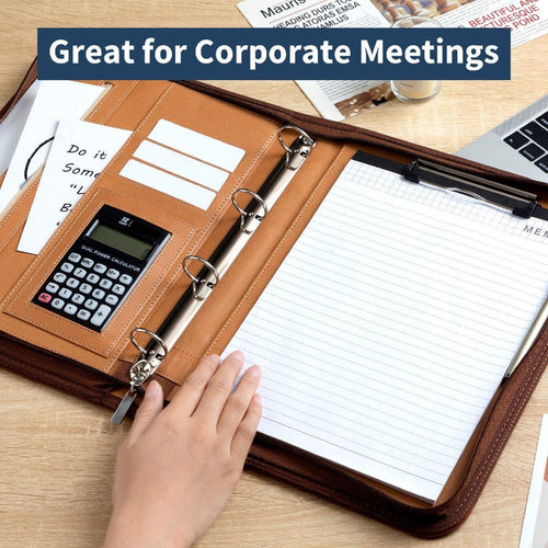 A4 Leather Folder – Zippered Business Portfolio with Handle