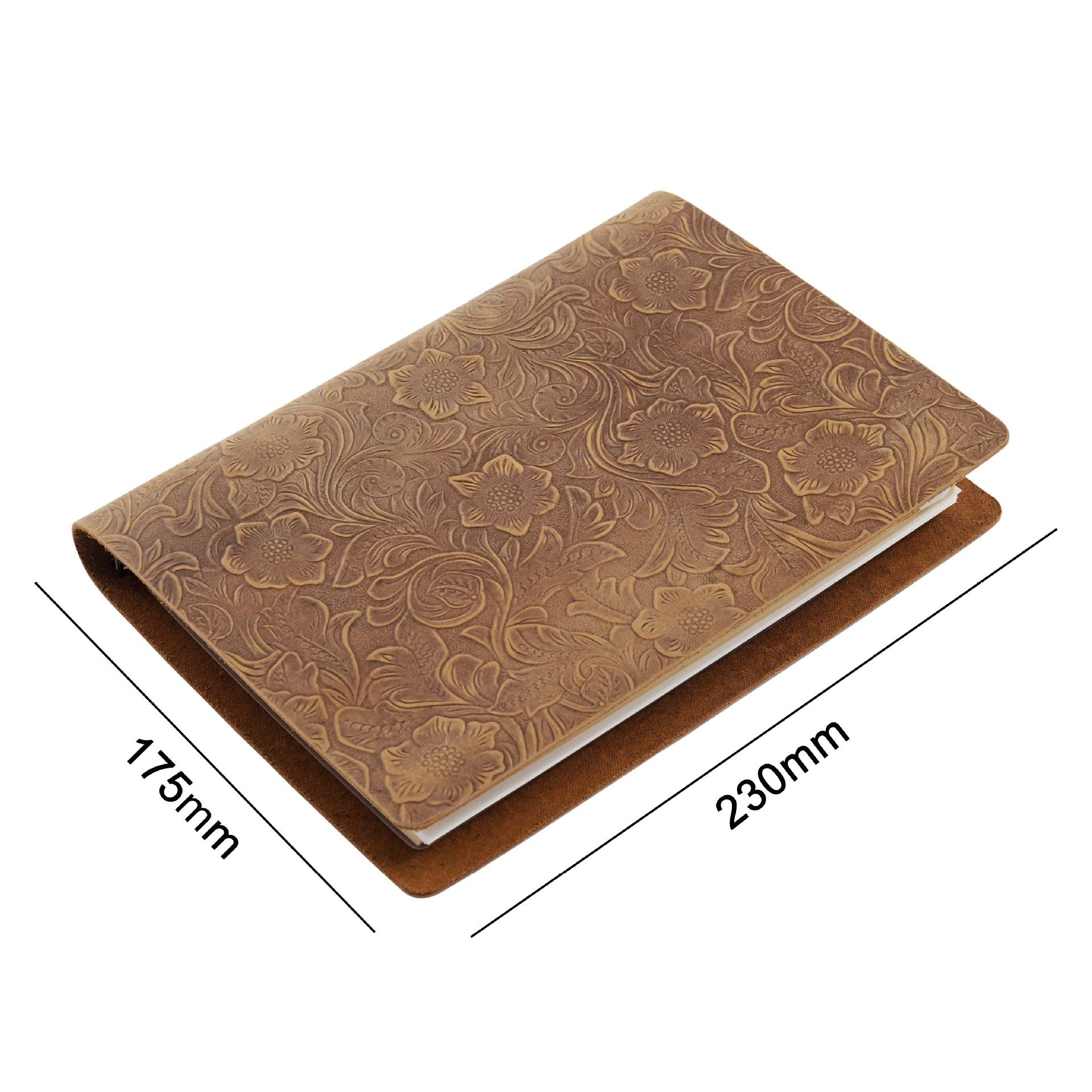 A5 Embossed Leather Notebook – Vintage Refillable Journal with Thick Pages