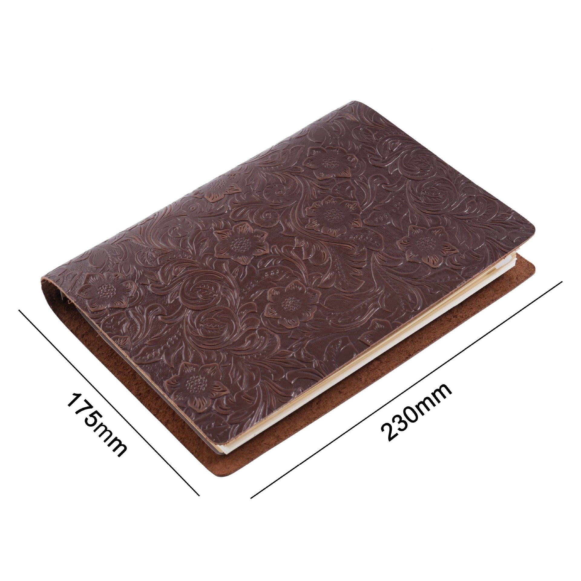 A5 Embossed Leather Notebook – Vintage Refillable Journal with Thick Pages