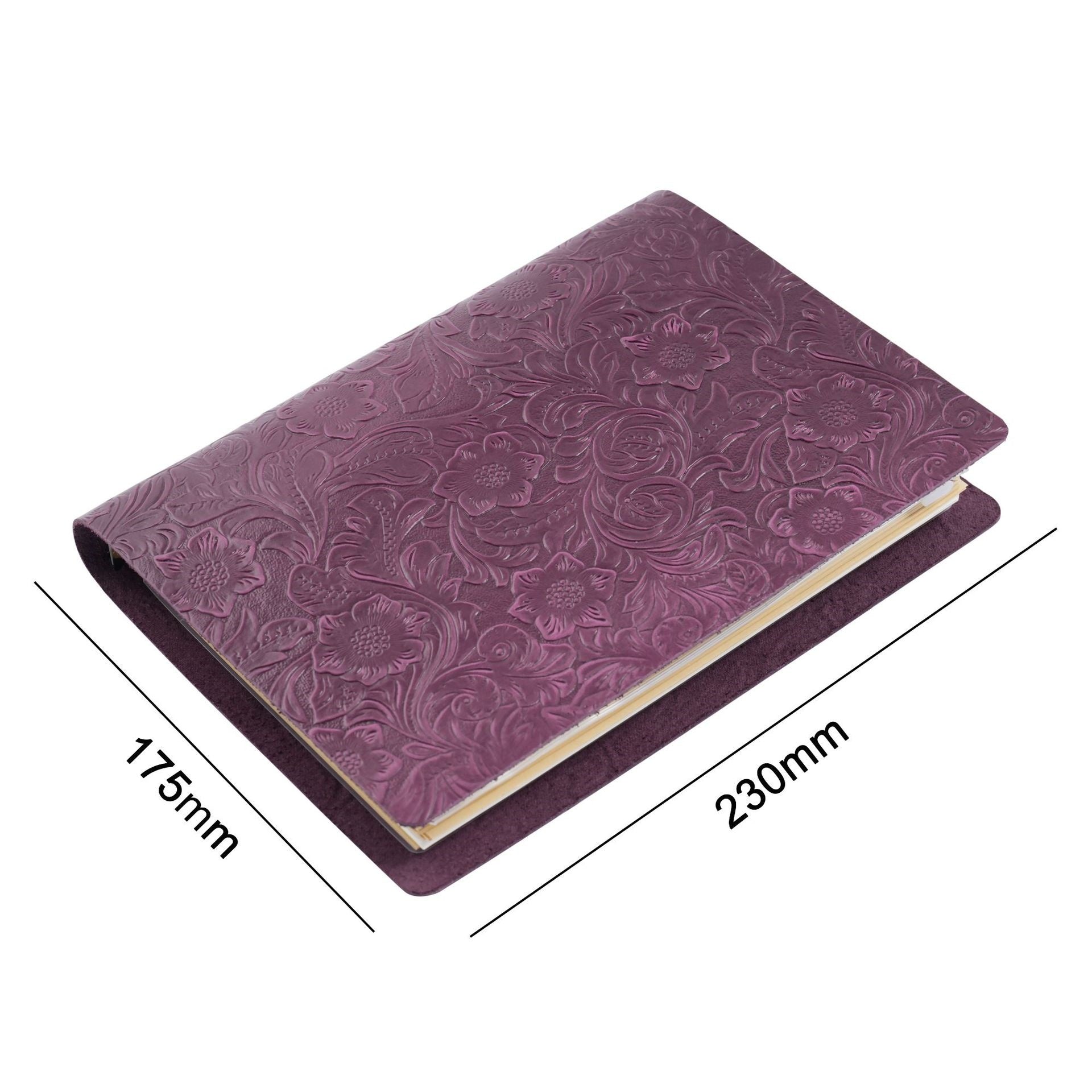 A5 Embossed Leather Notebook – Vintage Refillable Journal with Thick Pages