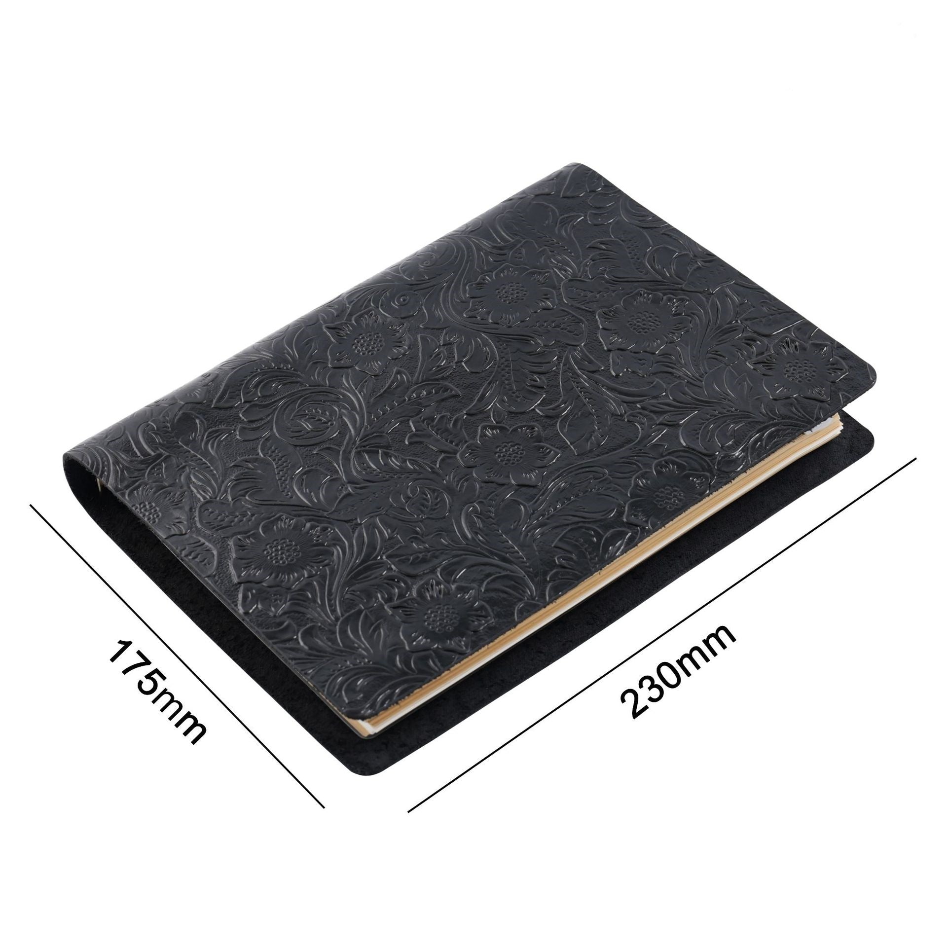 A5 Embossed Leather Notebook – Vintage Refillable Journal with Thick Pages