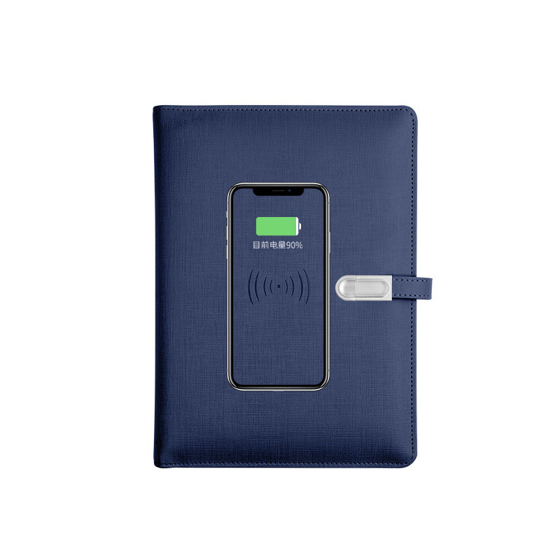 A5 Leather Smart Notebook with Power Bank & USB Charging, Business Organizer, Customizable Logo