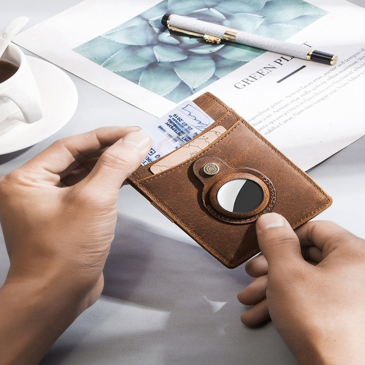 Full-Grain Leather RFID Wallet with AirTag Slot and Money Clip – Premium Leather Bag for Men
