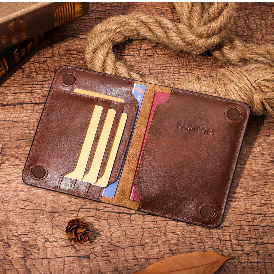 Full-Grain Leather Passport Holder Travel Wallet, Premium Leather Bag for Documents