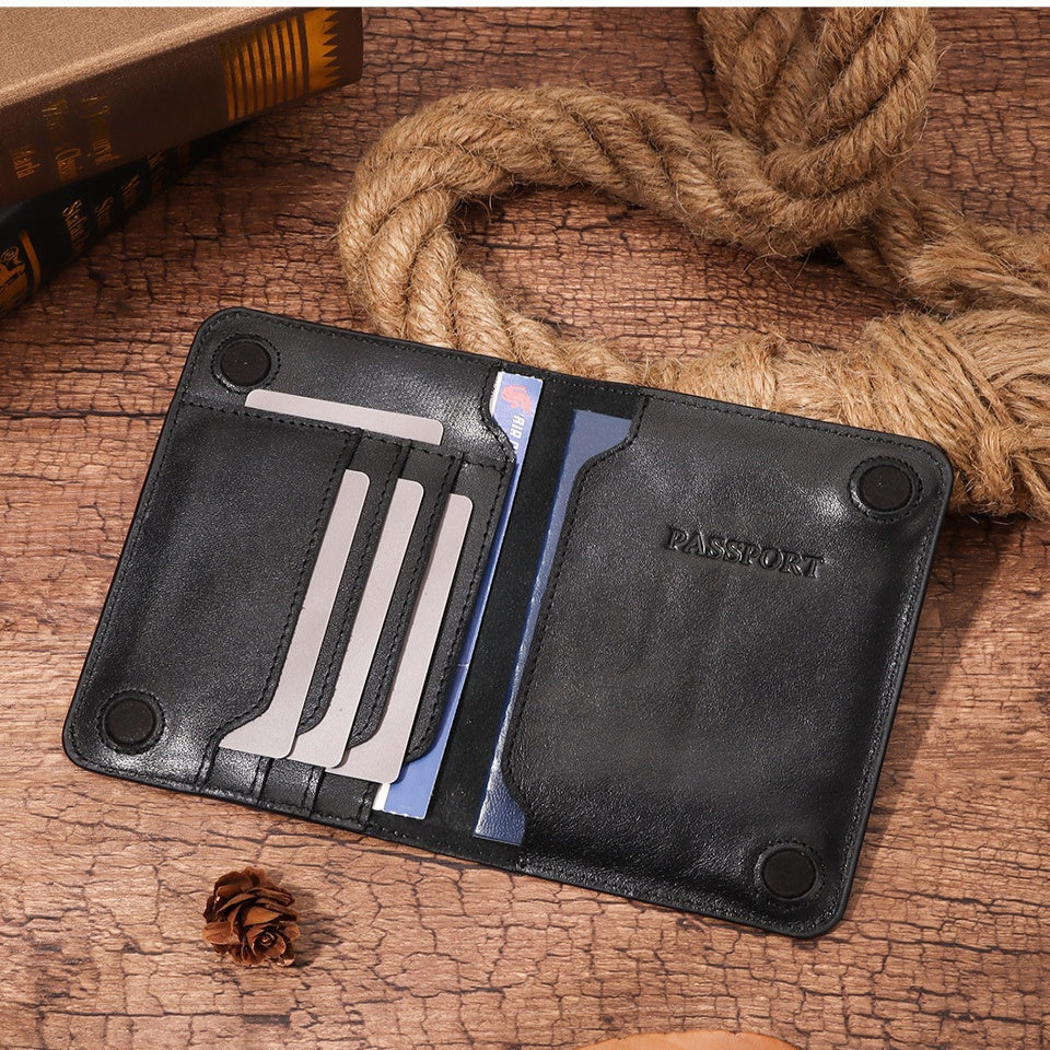 Full-Grain Leather Passport Holder Travel Wallet, Premium Leather Bag for Documents