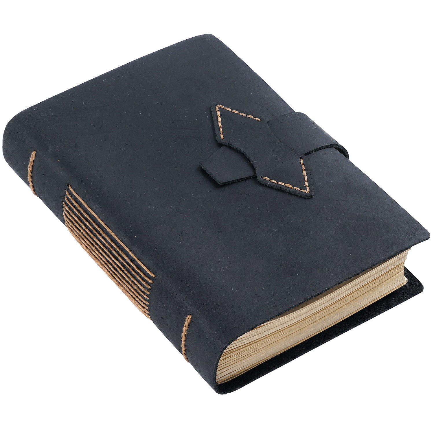 Handmade Full-Grain Leather A5 Note Book – Vintage Embossed Journal with Kraft Paper
