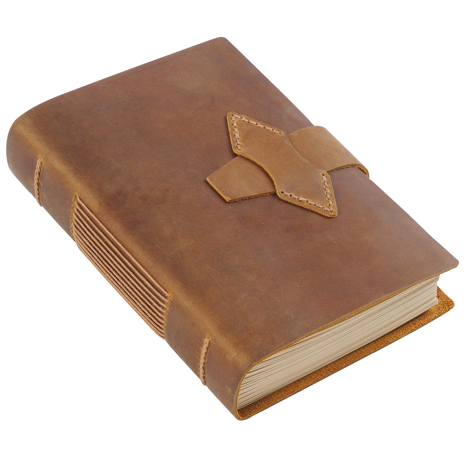 Handmade Full-Grain Leather A5 Note Book – Vintage Embossed Journal with Kraft Paper