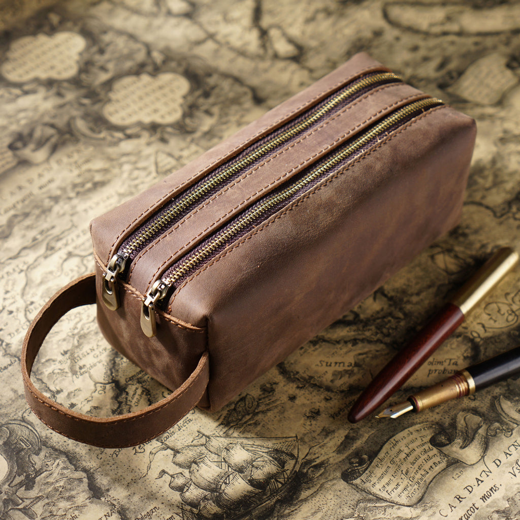 Leather Pencil Case – Double-Layer Large Capacity Storage Bag