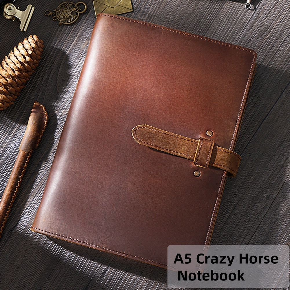 Multi-functional Leather Binder Notebook – Travel Journal with Zipper and Vintage Design A5