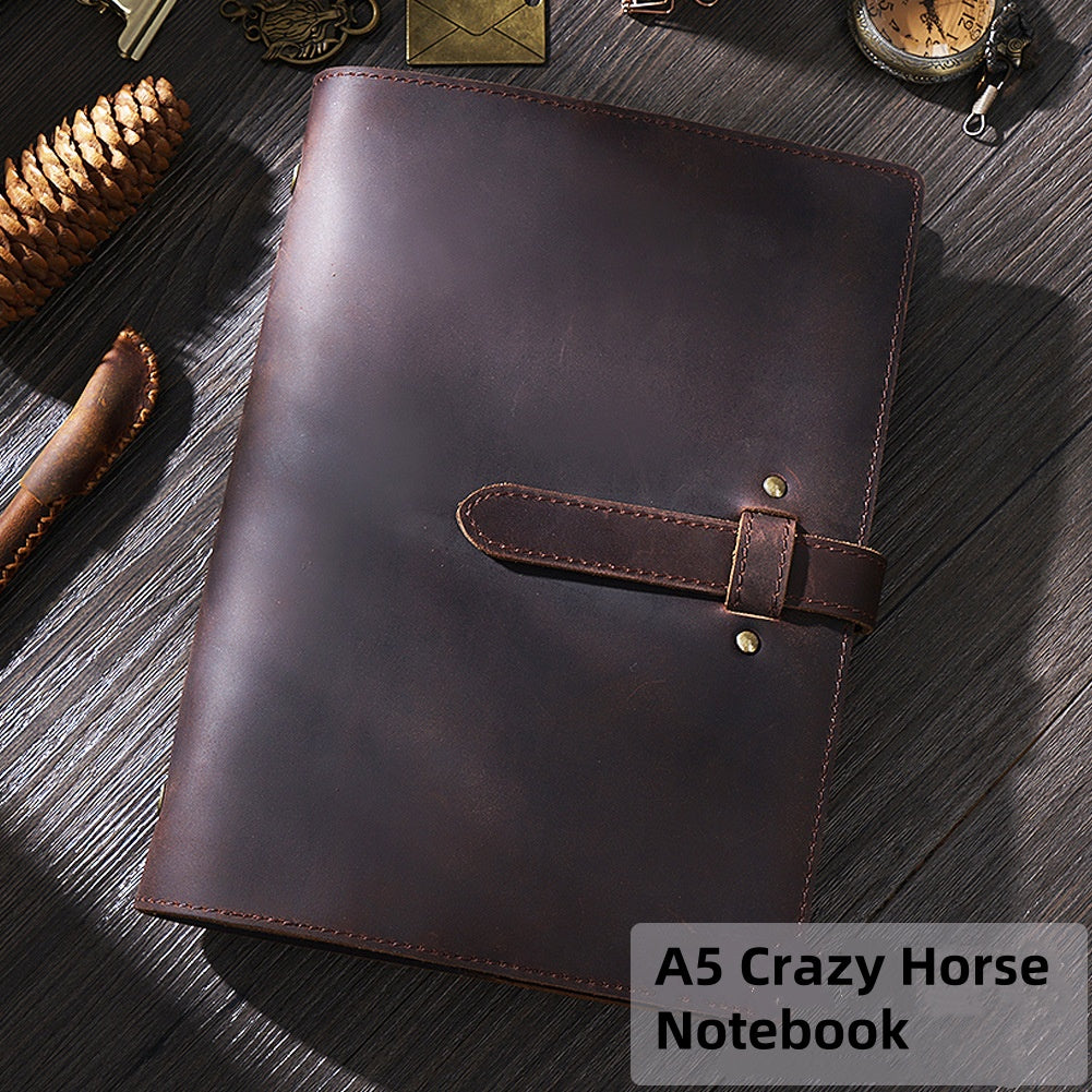 Multi-functional Leather Binder Notebook – Travel Journal with Zipper and Vintage Design A5