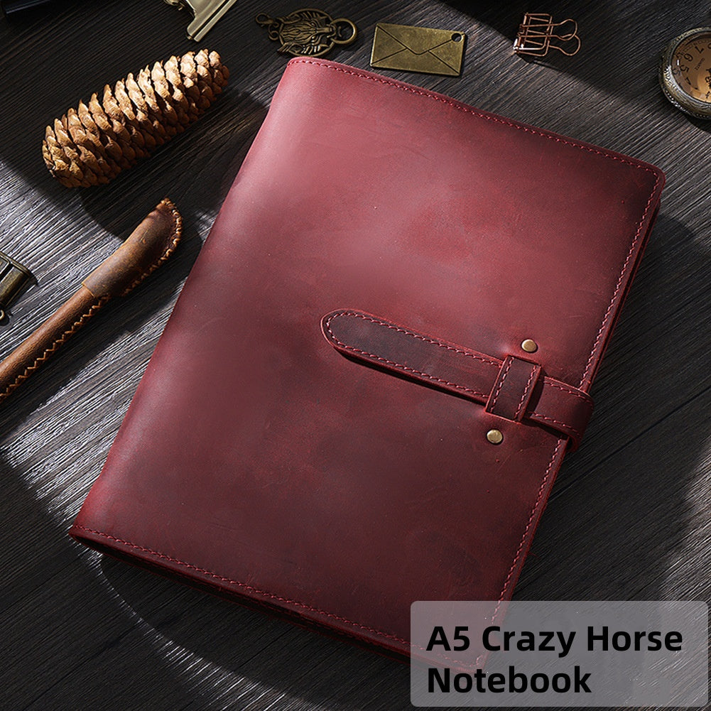 Multi-functional Leather Binder Notebook – Travel Journal with Zipper and Vintage Design A5