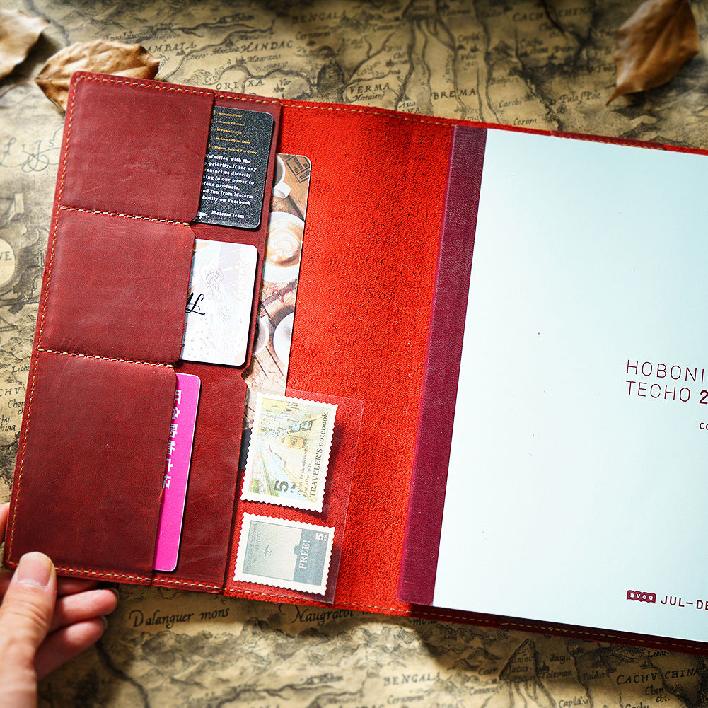 Premium Leather Notebook Cover for A5/A6 Journal – Genuine Cowhide Book Sleeve