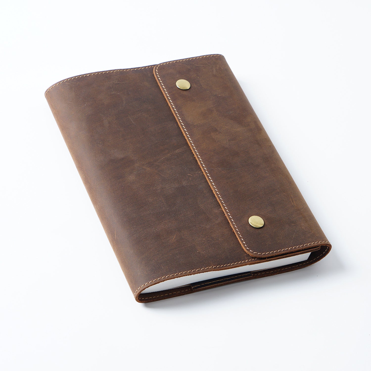 Premium Leather Notebook Cover for A5/A6 Journal – Genuine Cowhide Book Sleeve