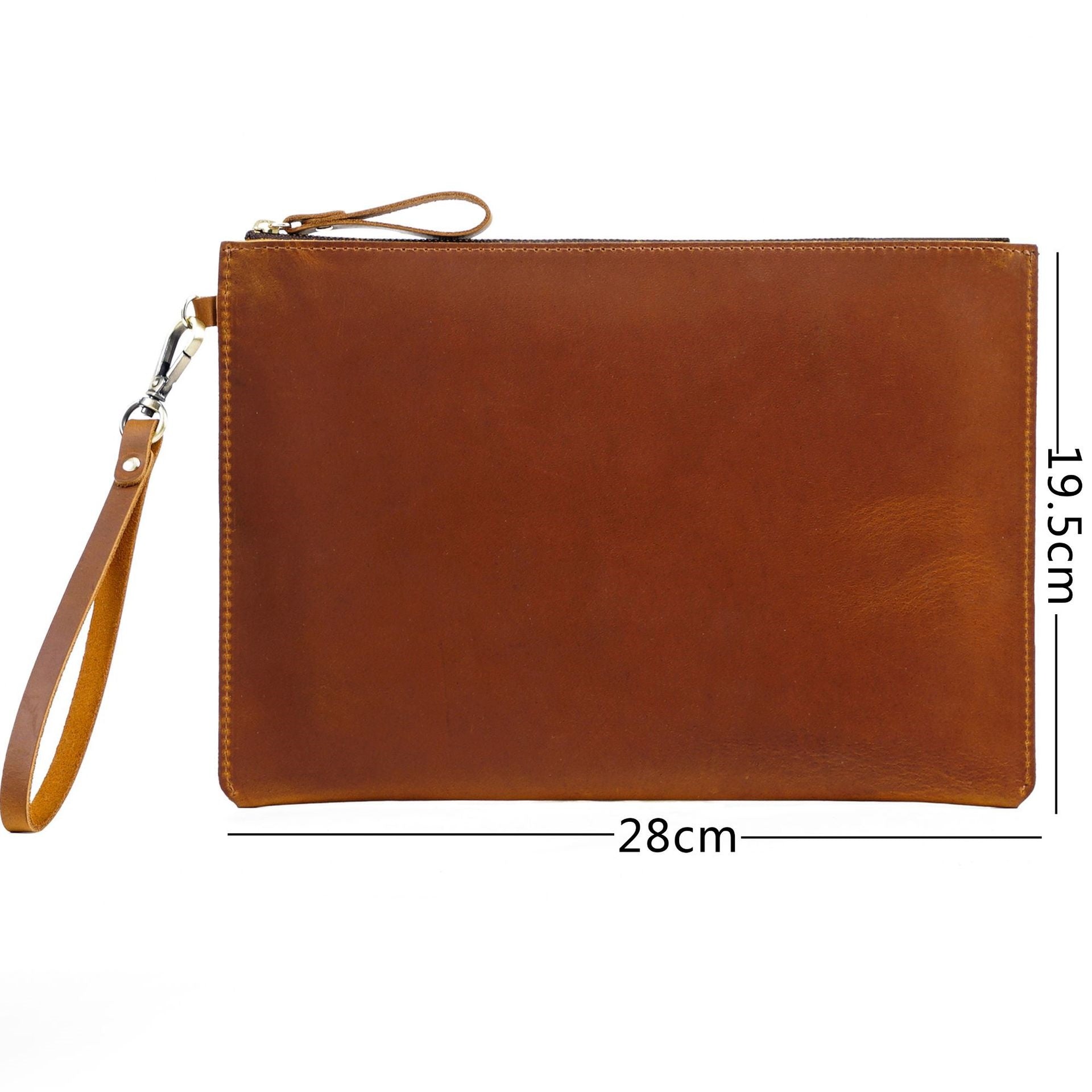 Full-Grain Leather Laptop Bag, Briefcase with Zipper Closure, Ideal for Notebooks and iPads