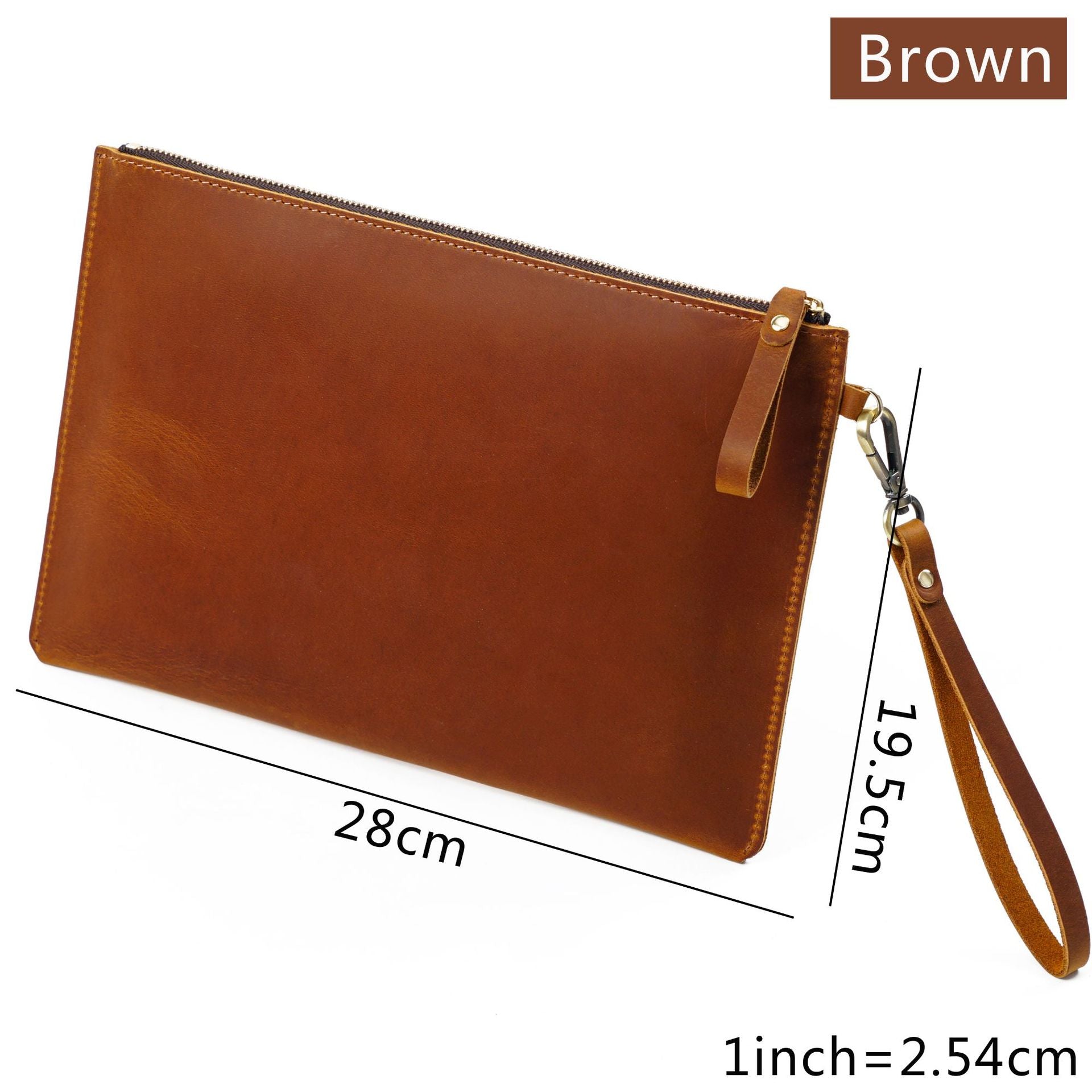 Full-Grain Leather Laptop Bag, Briefcase with Zipper Closure, Ideal for Notebooks and iPads