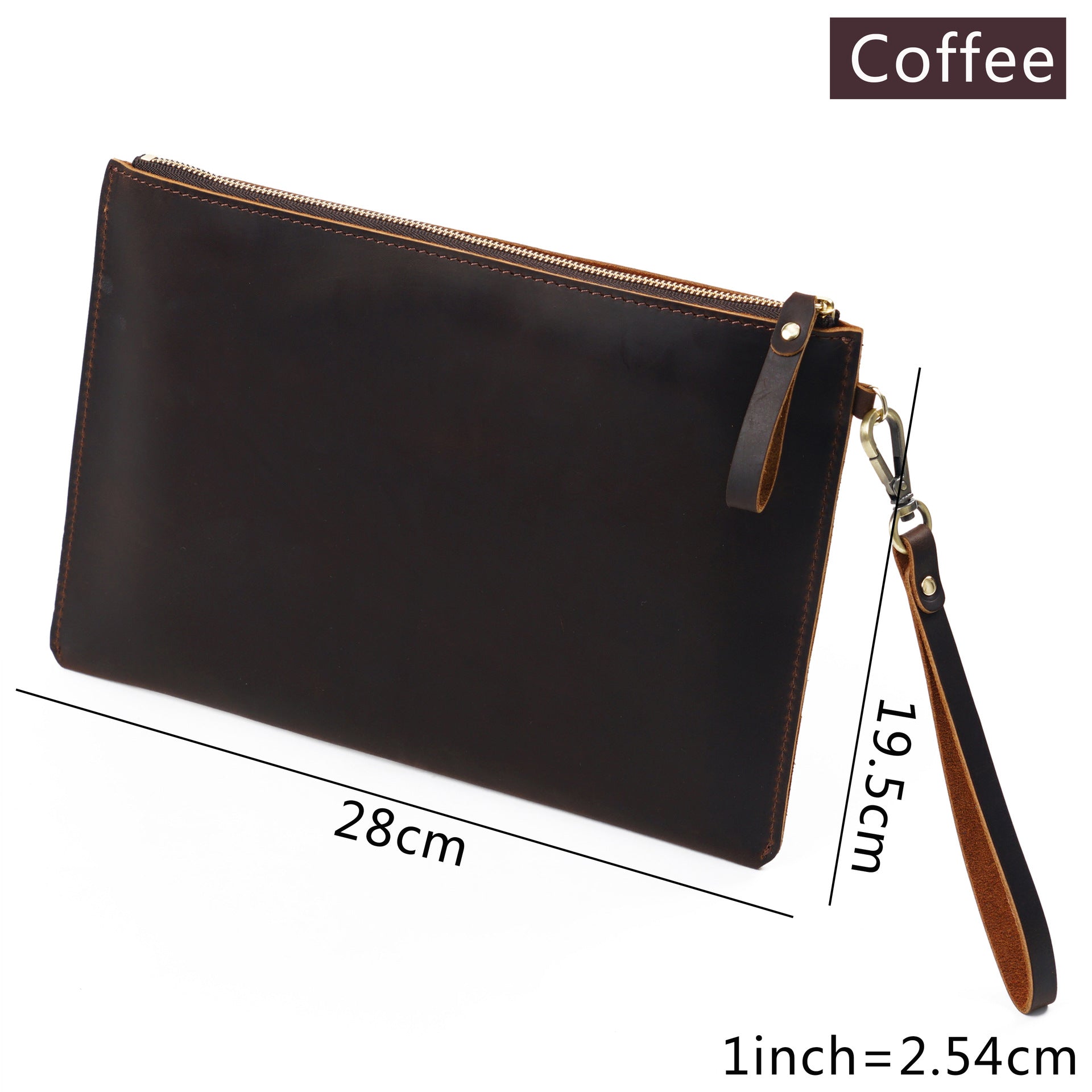 Full-Grain Leather Laptop Bag, Briefcase with Zipper Closure, Ideal for Notebooks and iPads