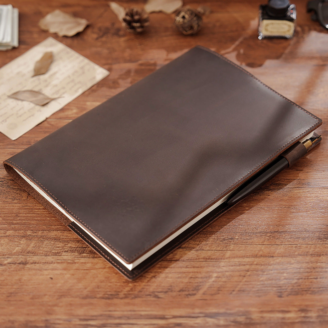 Premium Leather Notebook B5 Large Journal with Genuine Cowhide Cover, Business Planner Organizer, Classic Writing Notebook