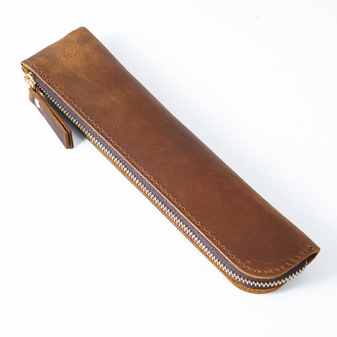 Vintage Leather Pencil Case – Slim Storage Sleeve for iPad Pencil, Apple Pencil, and Writing Instruments