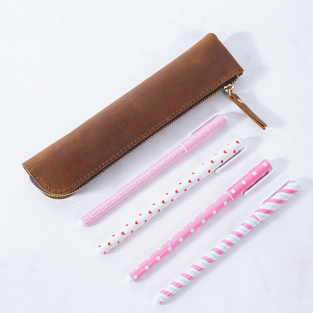 Vintage Leather Pencil Case – Slim Storage Sleeve for iPad Pencil, Apple Pencil, and Writing Instruments