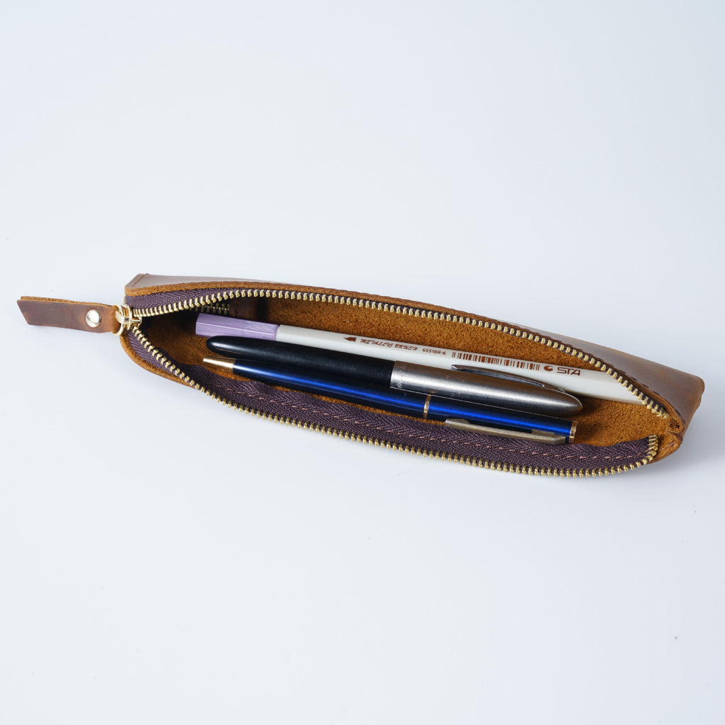 Vintage Leather Pencil Case – Slim Storage Sleeve for iPad Pencil, Apple Pencil, and Writing Instruments