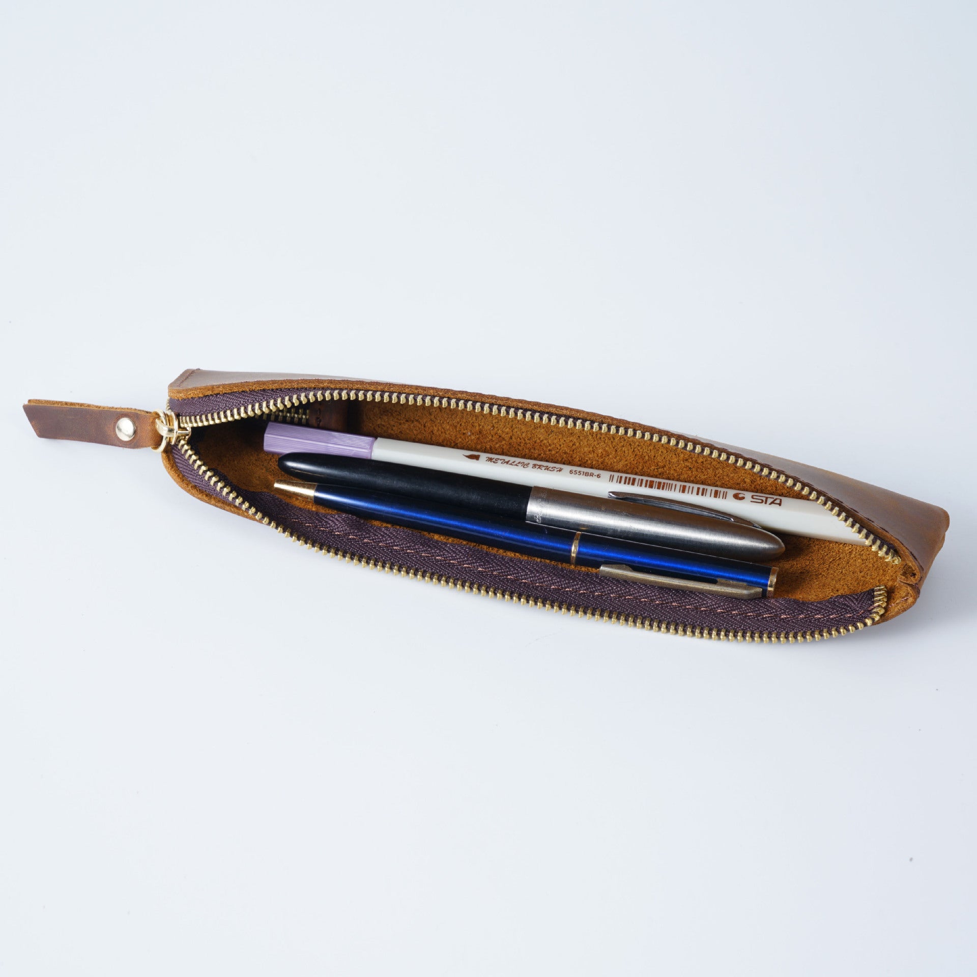 Vintage Leather Pencil Case – Slim Storage Sleeve for iPad Pencil, Apple Pencil, and Writing Instruments