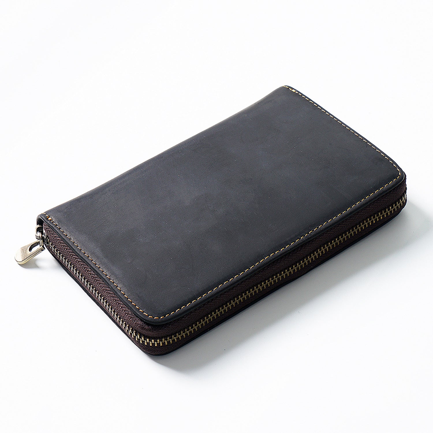 Vintage Leather Pen Storage Case with Zipper, Large Capacity Multi-Functional Stationery Organizer