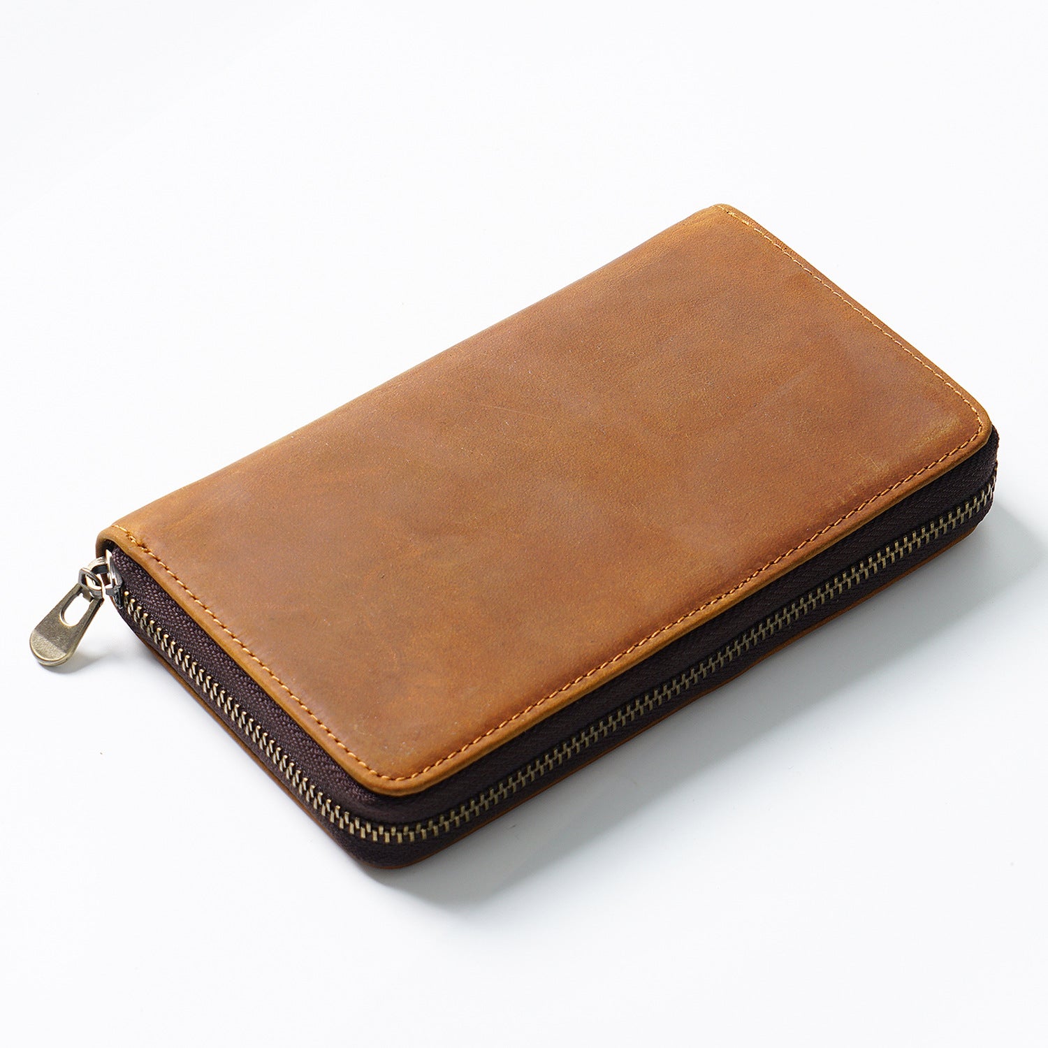 Vintage Leather Pen Storage Case with Zipper, Large Capacity Multi-Functional Stationery Organizer
