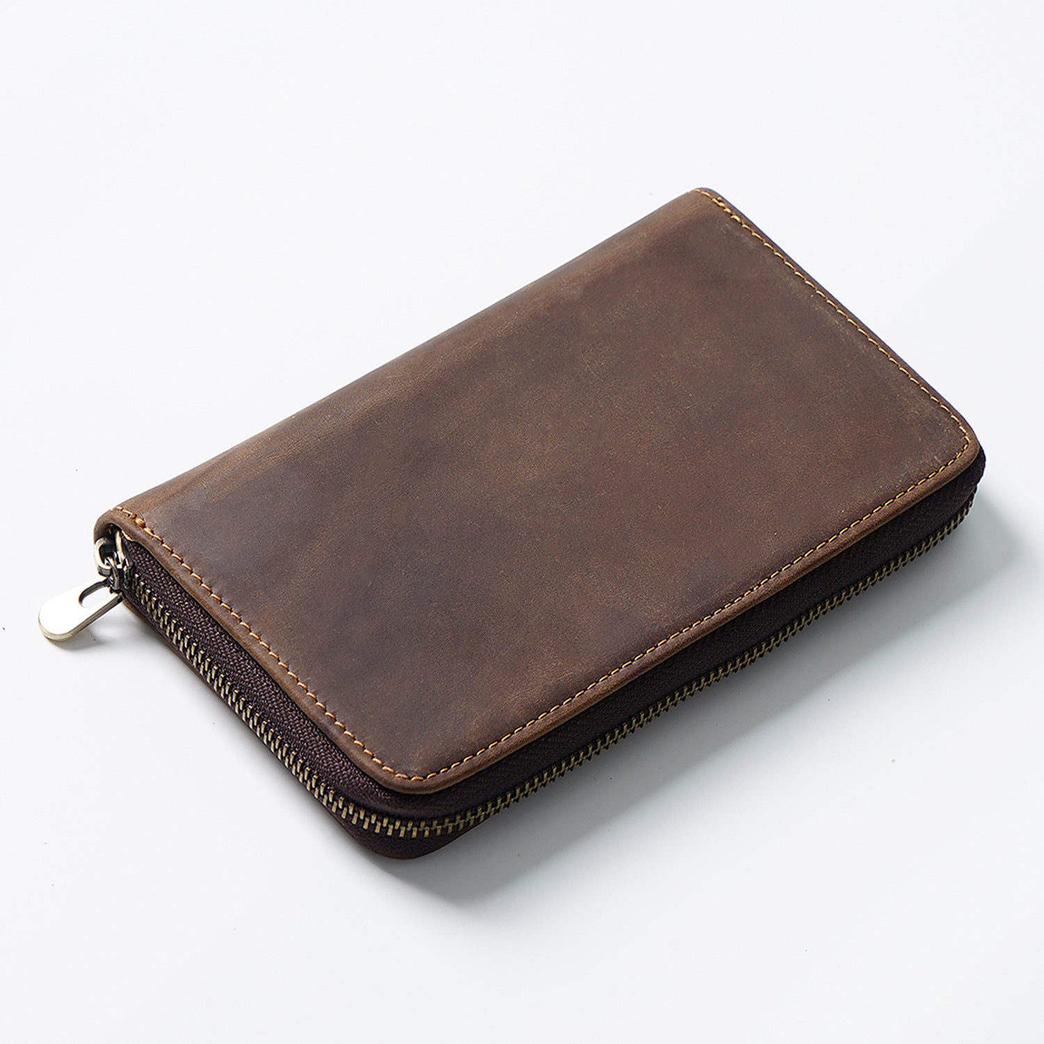 Vintage Leather Pen Storage Case with Zipper, Large Capacity Multi-Functional Stationery Organizer