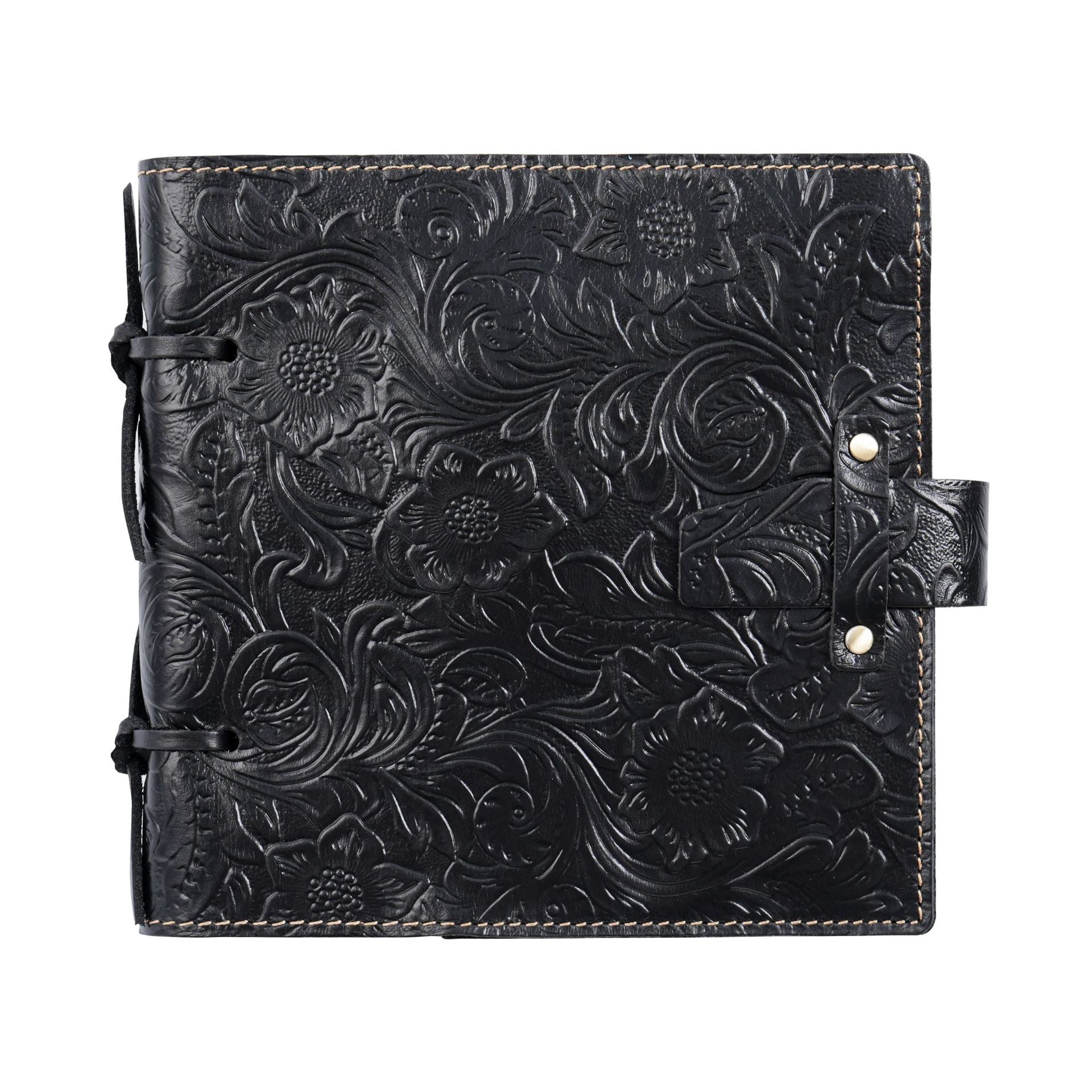 Vintage Embossed Leather Notebook with Handcrafted Binding & String Closure, Sketchbook