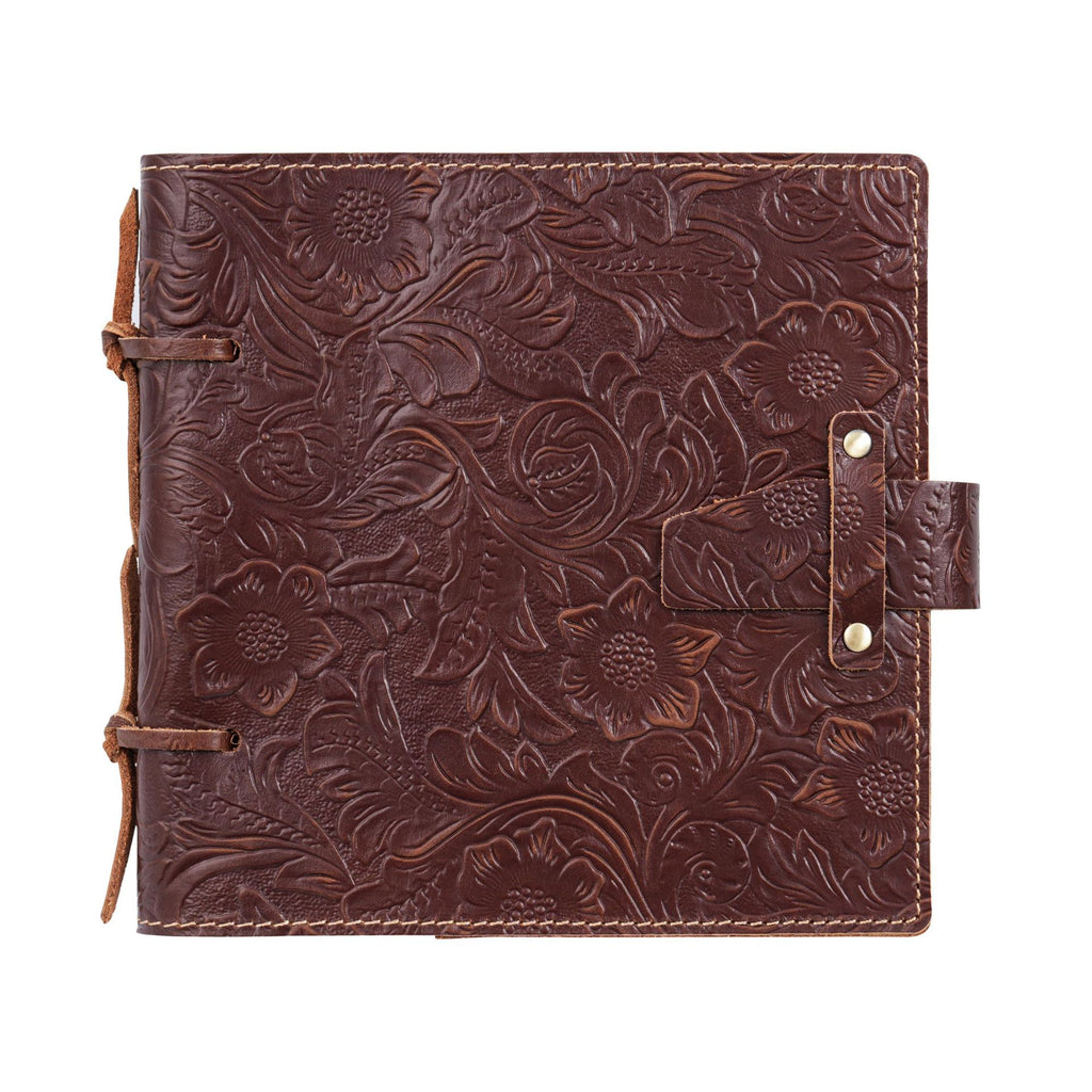 Vintage Embossed Leather Notebook with Handcrafted Binding & String Closure, Sketchbook