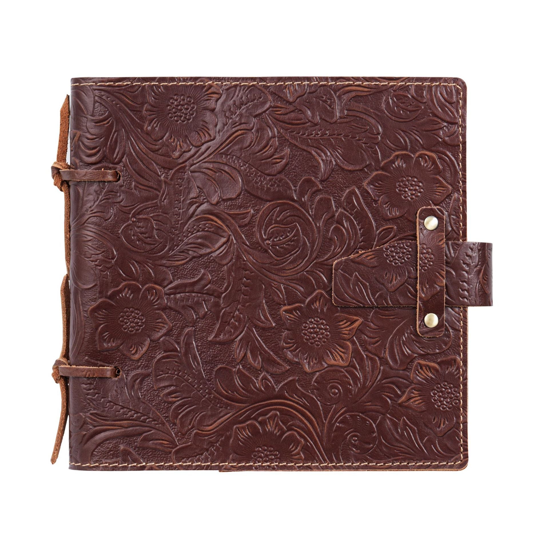 Vintage Embossed Leather Notebook with Handcrafted Binding & String Closure, Sketchbook