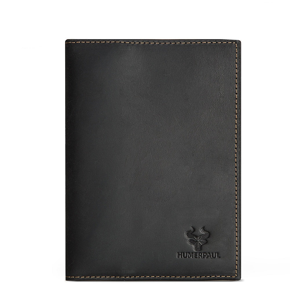 Vintage Full-Grain Leather RFID Passport Holder with AirTag Slot, Coin Pocket, and Card Holder