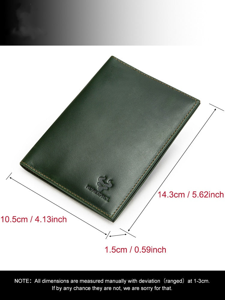 Vintage Full-Grain Leather RFID Passport Holder with AirTag Slot, Coin Pocket, and Card Holder
