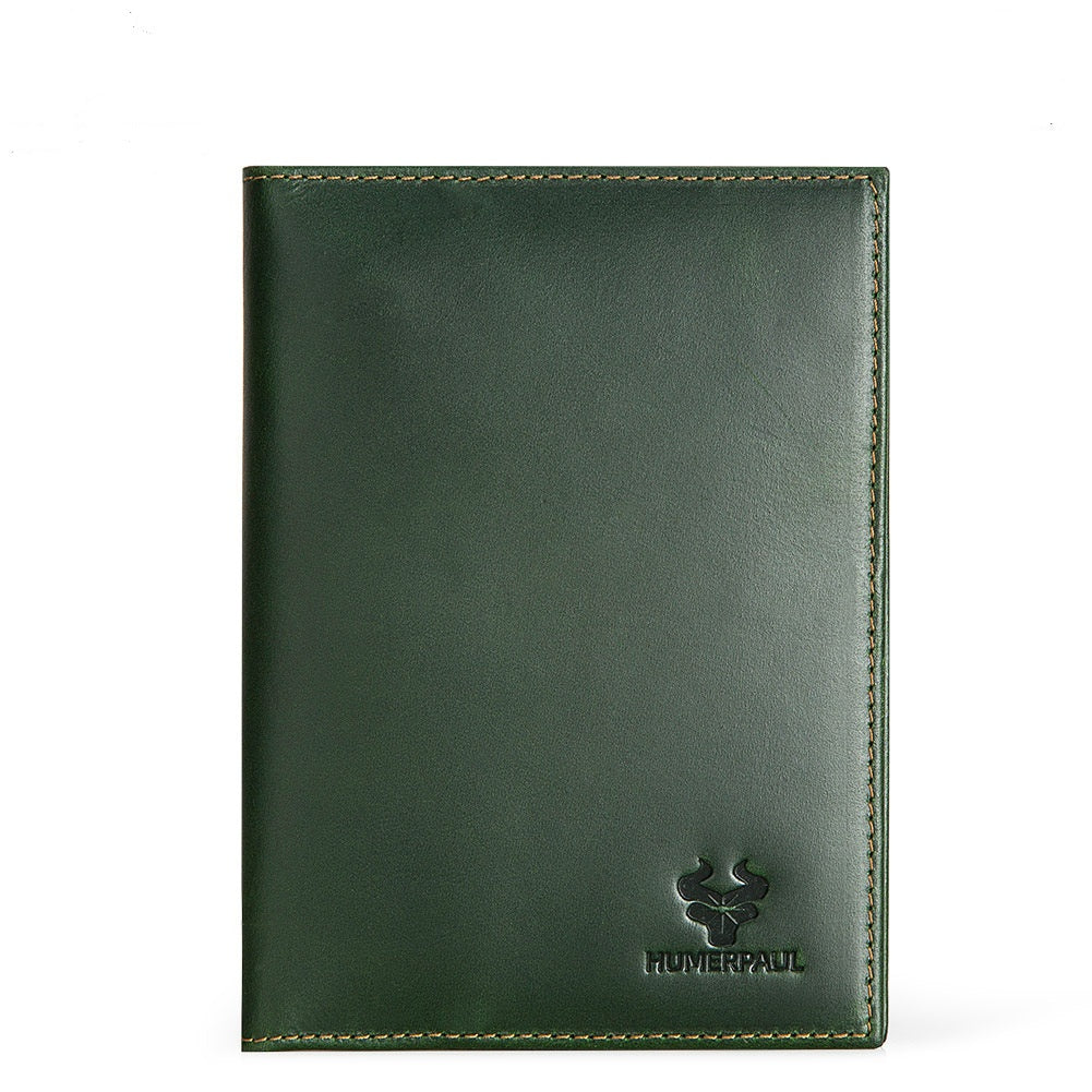 Vintage Full-Grain Leather RFID Passport Holder with AirTag Slot, Coin Pocket, and Card Holder