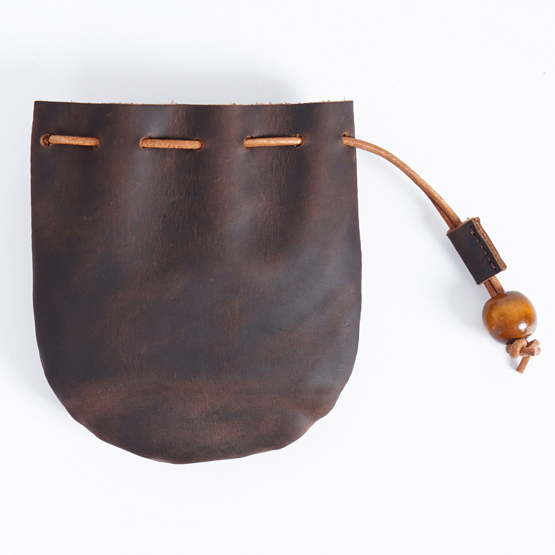 Vintage Genuine Leather Storage Pouch – Handmade Drawstring Coin Purse, Retro Small Wallet Bag for Coins, Keys and Everyday Essentials