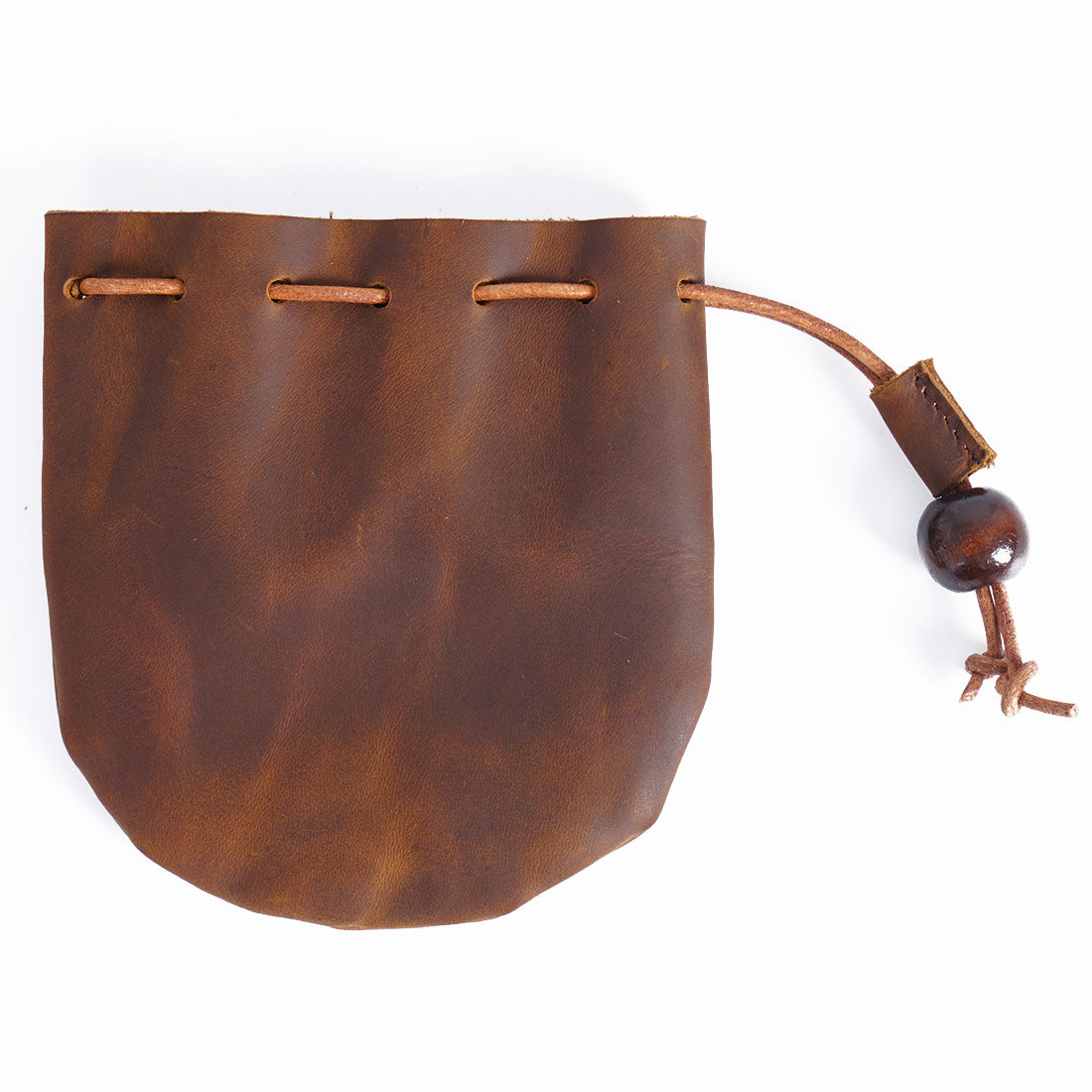 Vintage Genuine Leather Storage Pouch – Handmade Drawstring Coin Purse, Retro Small Wallet Bag for Coins, Keys and Everyday Essentials