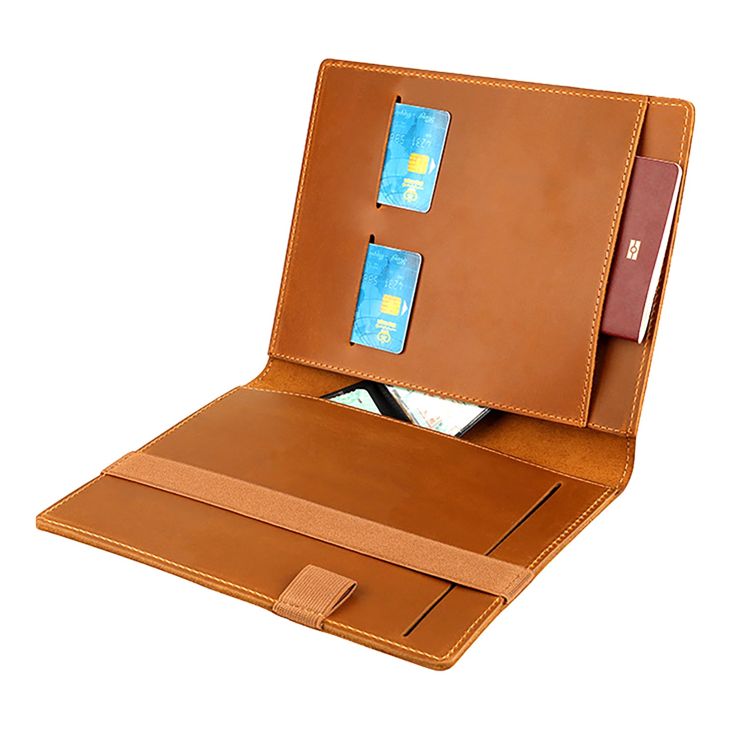 Vintage Leather B5 Notebook Cover – Handmade Crazy Horse Leather Journal Case for iPad Pro 10.5, Business Writing Planner Organizer