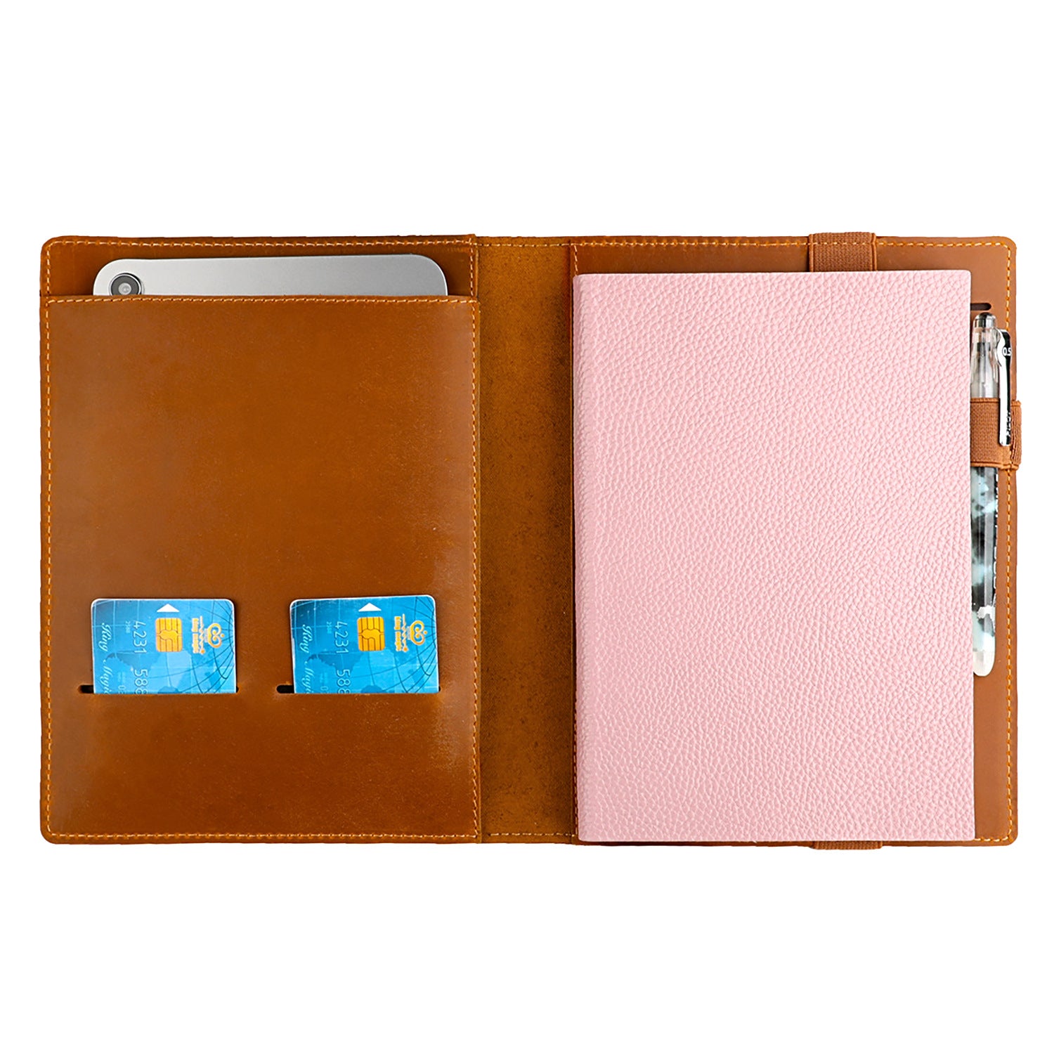 Vintage Leather B5 Notebook Cover – Handmade Crazy Horse Leather Journal Case for iPad Pro 10.5, Business Writing Planner Organizer