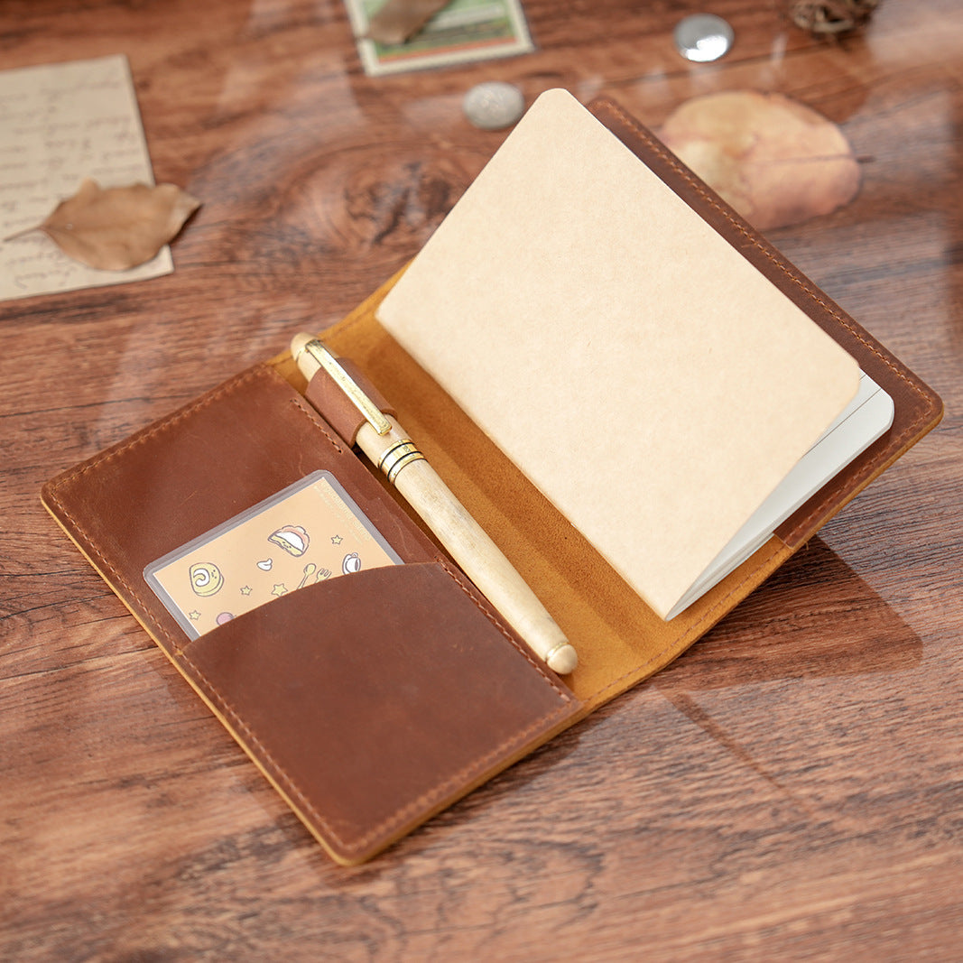 Vintage Leather Notebook Cover with Pen Holder, Travel Journal Case with Card Slots for Everyday Writing