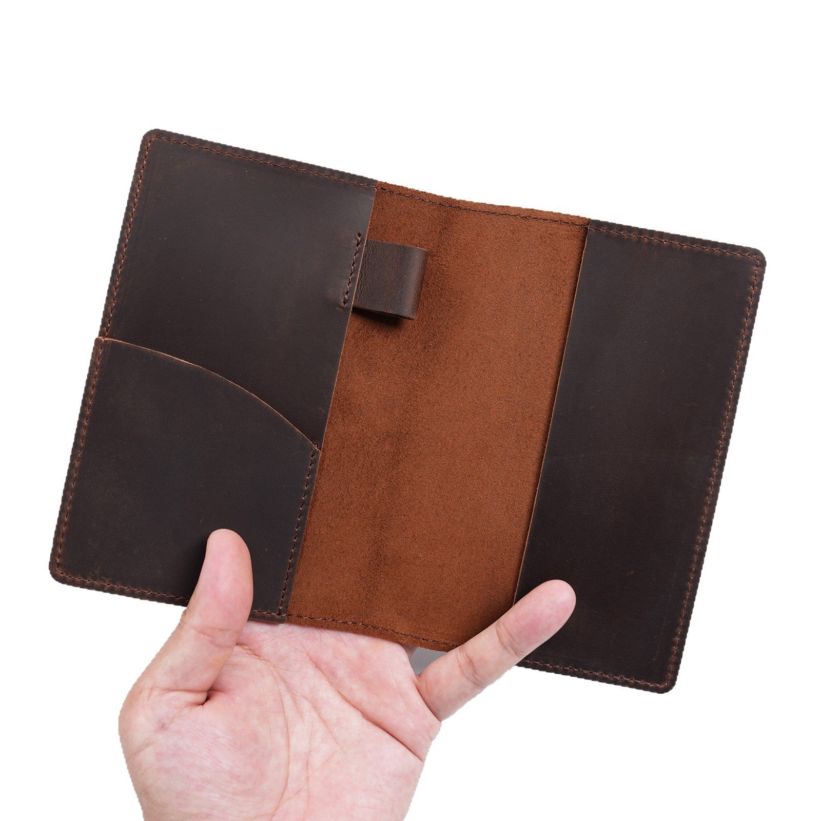 Vintage Leather Notebook Cover with Pen Holder, Travel Journal Case with Card Slots for Everyday Writing