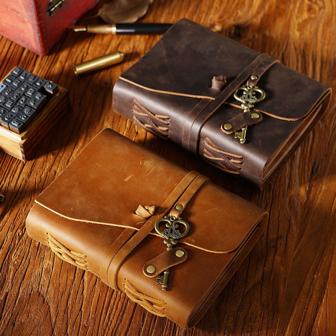 Vintage Leather Notebook – Handmade Refillable Travel Journal