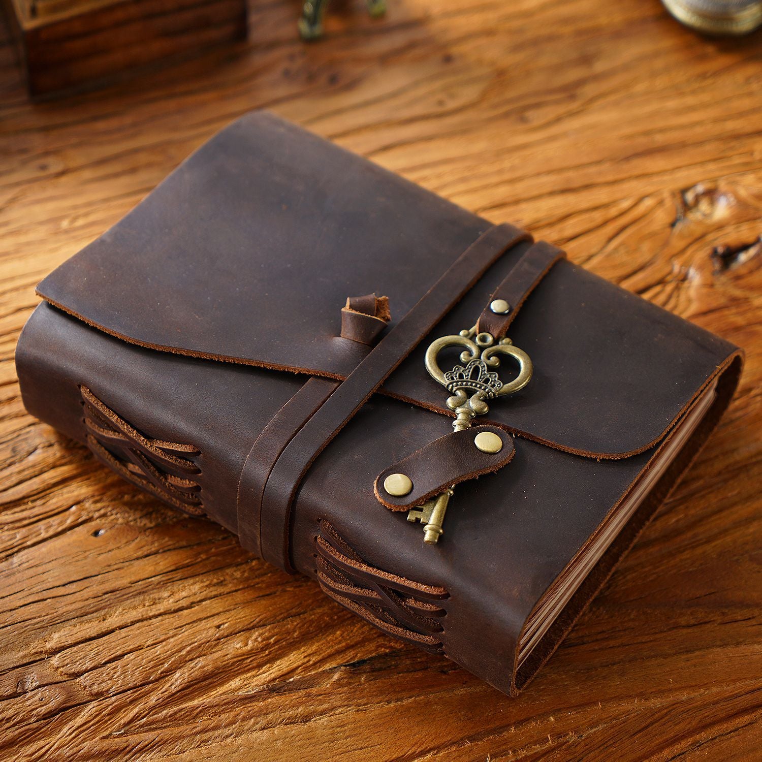 Vintage Leather Notebook – Handmade Refillable Travel Journal