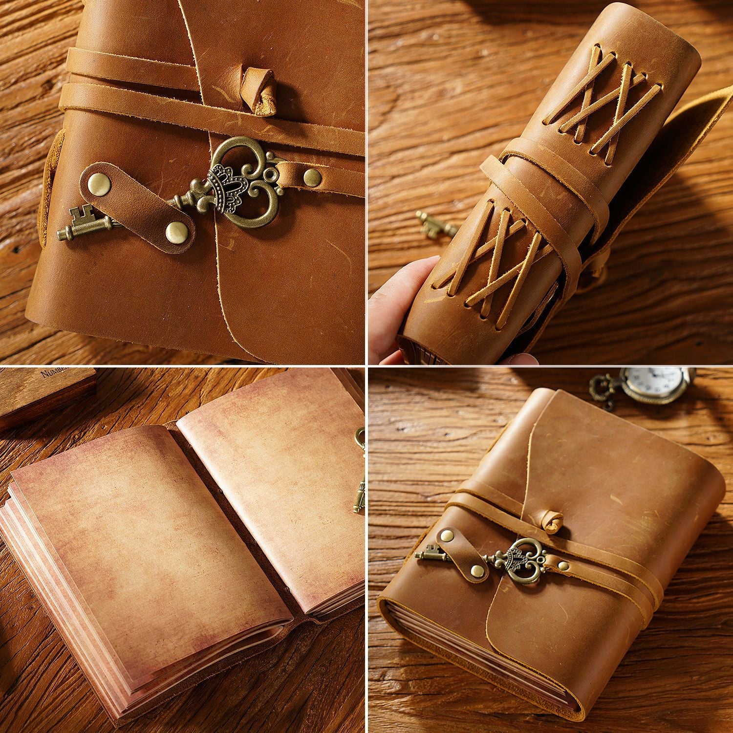 Vintage Leather Notebook – Handmade Refillable Travel Journal