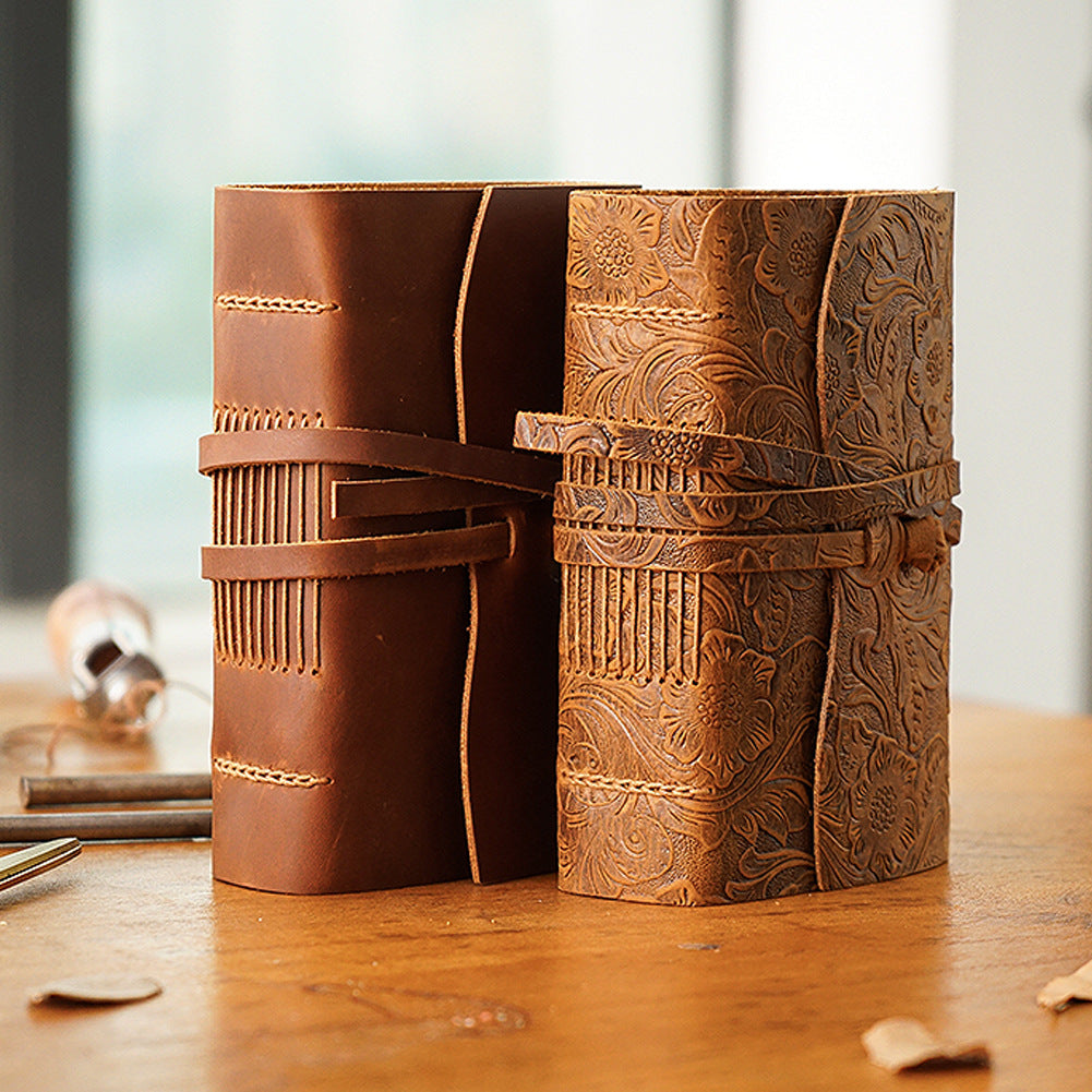 Vintage Leather Notebook Journal – Thick Cowhide Paper Diary Gift
