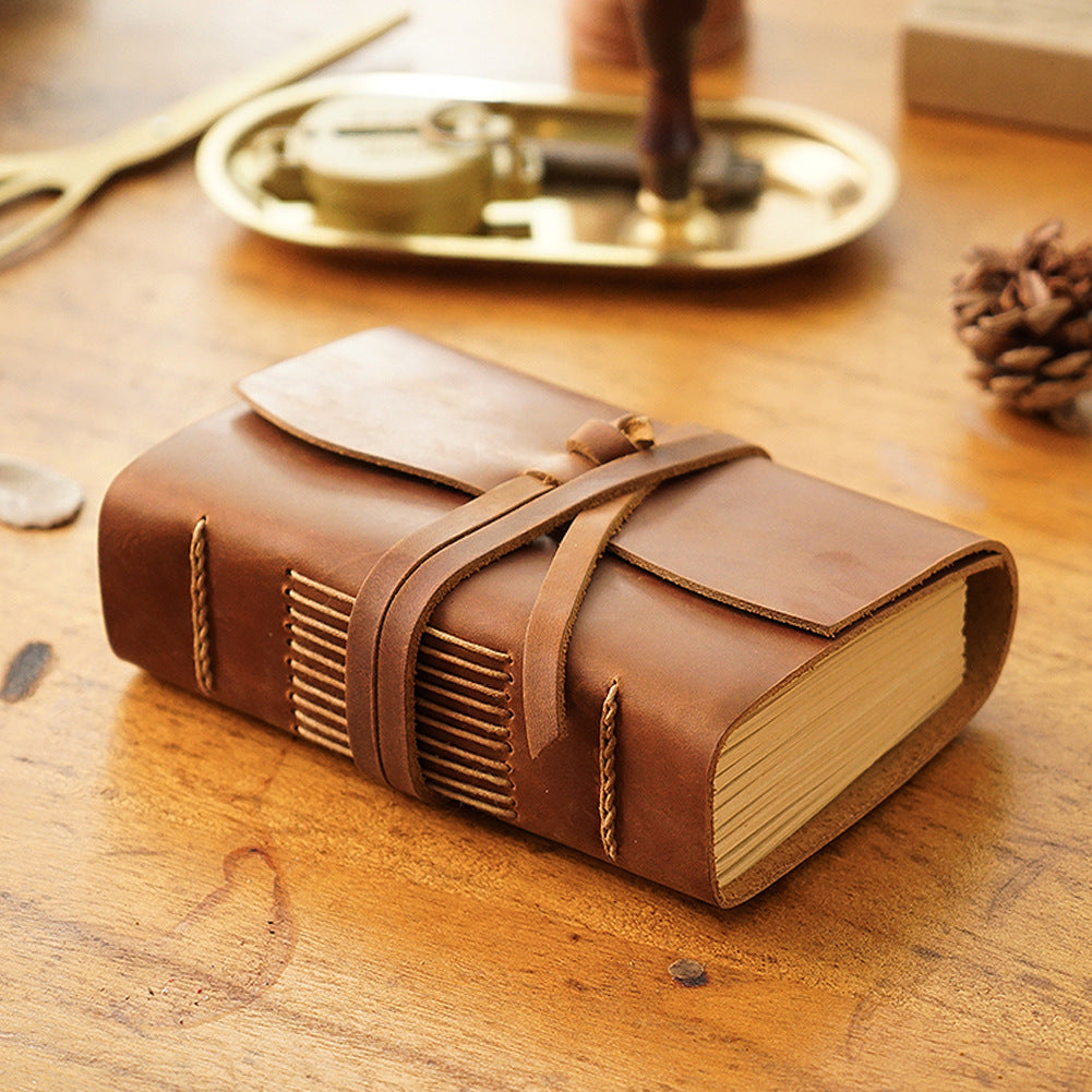 Vintage Leather Notebook Journal – Thick Cowhide Paper Diary Gift