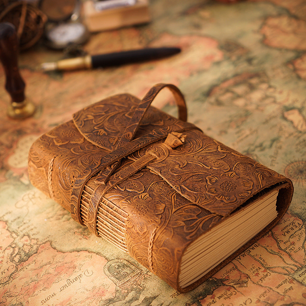 Vintage Leather Notebook Journal – Thick Cowhide Paper Diary Gift